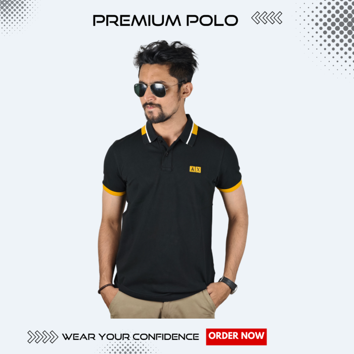 Pique fabric Polo Shirt  Solid AX