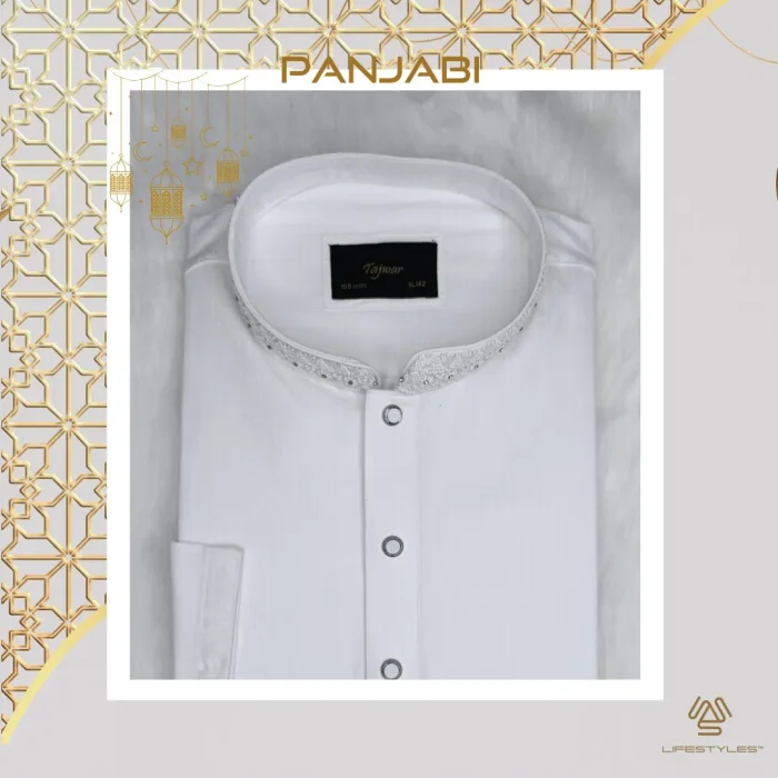 Men's Exclusive Panjabi White Karchupi