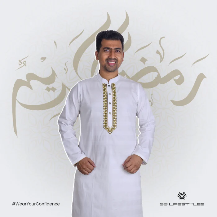 Men's Exclusive Panjabi White Karchupi - Image 6