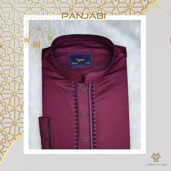 Men's Exclusive Panjabi karchupi crimson