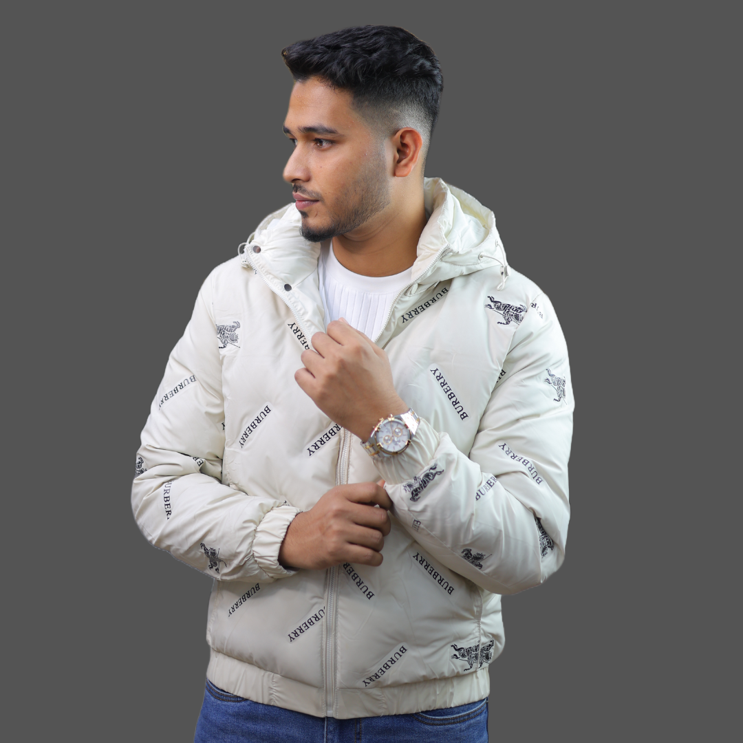 Burberry Premium Padded Down Jacket with All-Over Logo | - Image 5