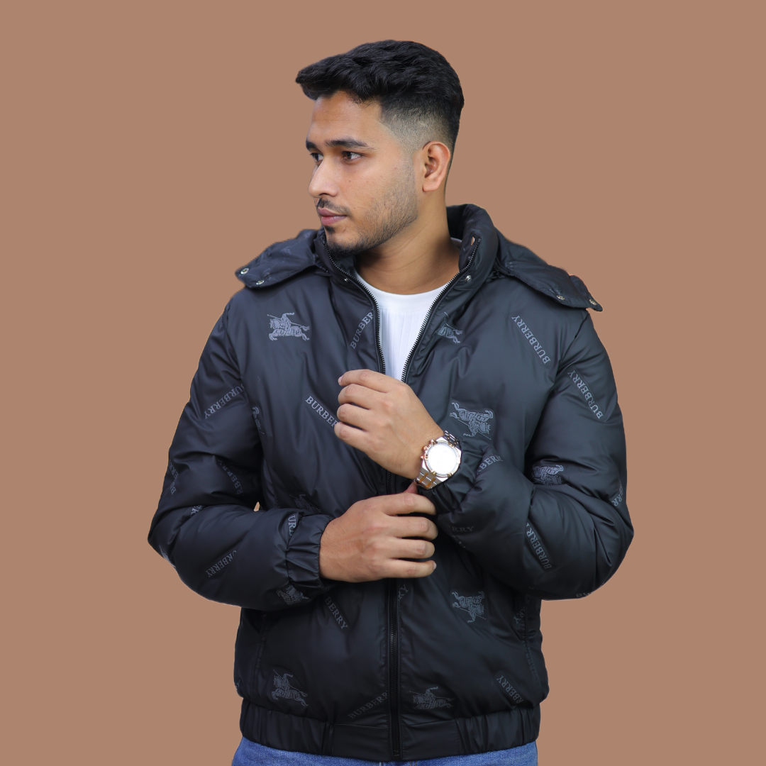 Burberry Premium Padded Down Jacket with All-Over Logo | - Image 2