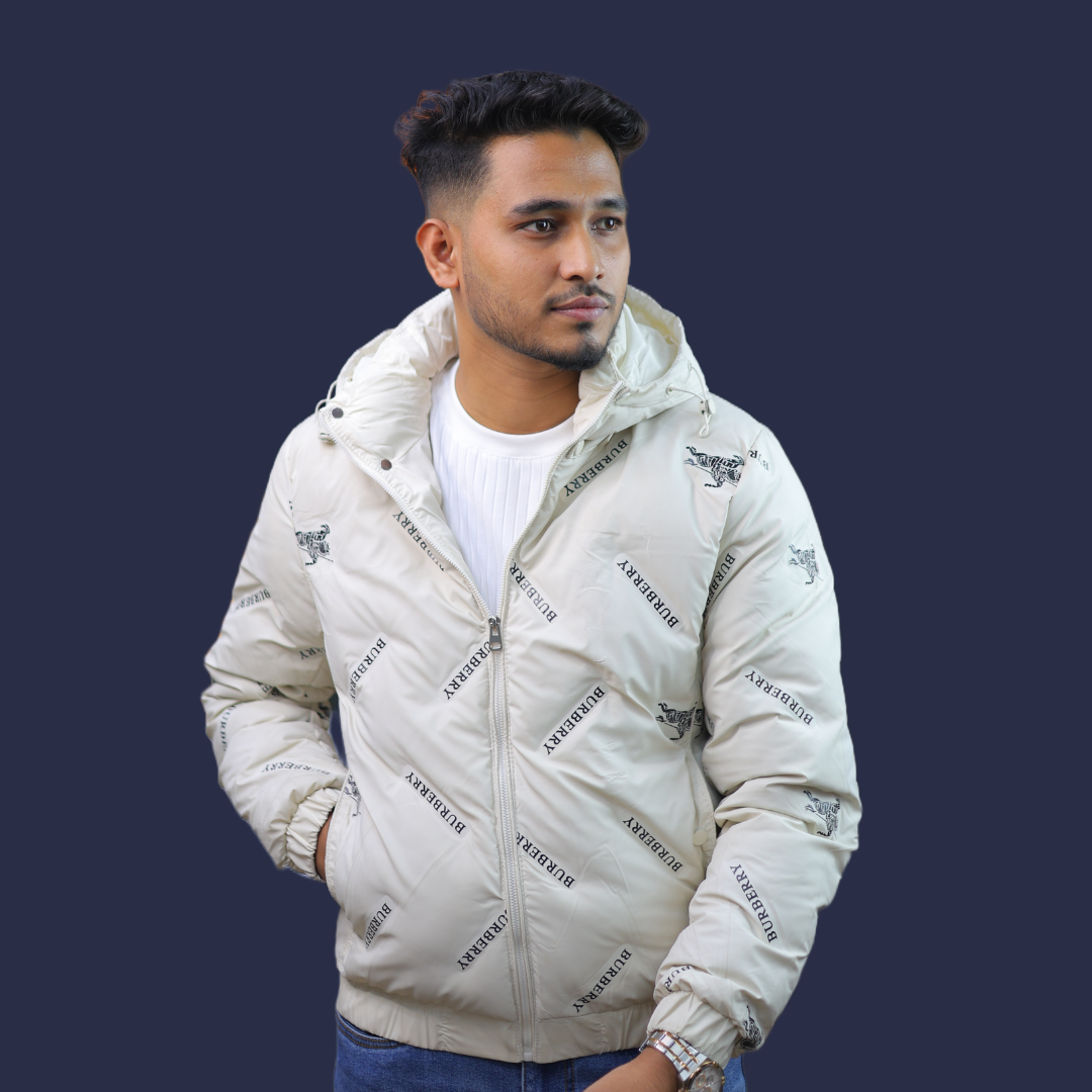 Burberry Premium Padded Down Jacket with All-Over Logo | - Image 7